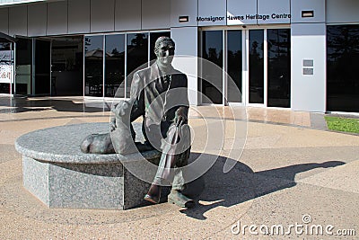 bronze statue of monsignor hawes statue in geraldton (australia) Editorial Stock Photo