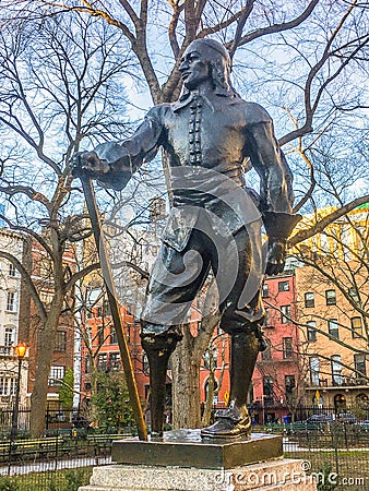 Bronze Statue of Peter Stuyvesant NYC Stock Photo