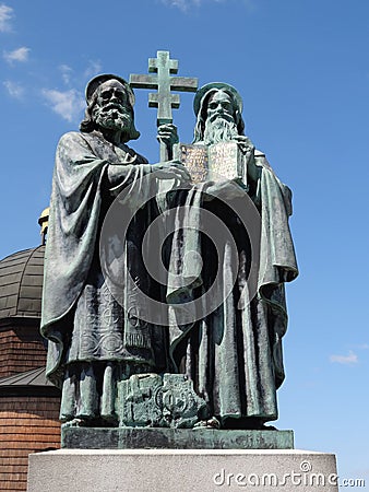 Bronze Statue of Saint Cyril and Methodius Stock Photo