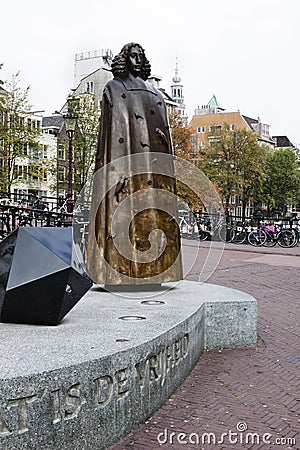 Bronze statue of Spinoza, Amsterdam, Holland Stock Photo