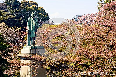 Bronze statue of Yajiro Shinagawa at Yasukuni Shrine Stock Photo