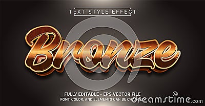 Bronze Text Style Effect. Editable Graphic Text Template Vector Illustration