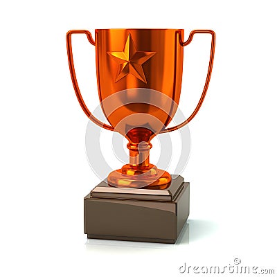 Bronze trophy star cup Cartoon Illustration