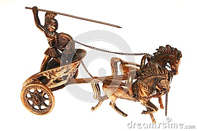 Bronze warior in chariot Stock Photo