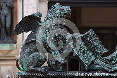 A bronze winged lion in Venice Stock Photo