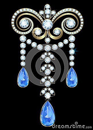 Brooch with diamonds Vector Illustration