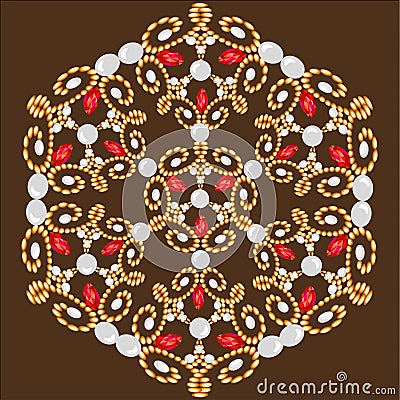 brooch jewelry, design element. Geometric vintage ornamental background. Vector Illustration