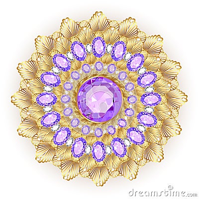 brooch jewelry, design element. Tribal ethnic floral pat Vector Illustration