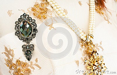 Brooch with Pearls Stock Photo