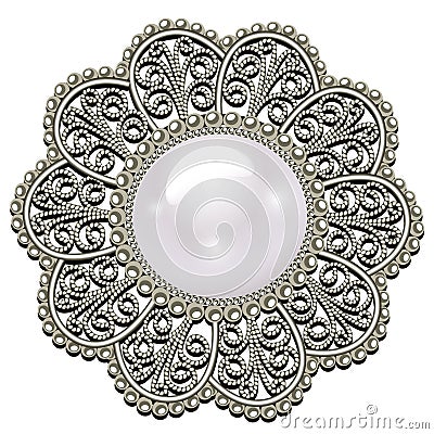 brooch pendant with and precious stones. Filigree Vector Illustration