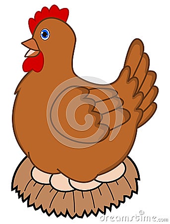 A brooding hen eggs Vector Illustration