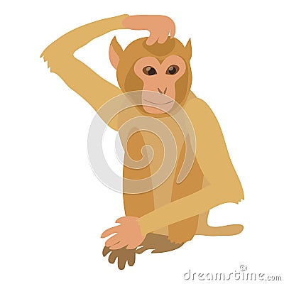 Brooding monkey icon, cartoon style Vector Illustration