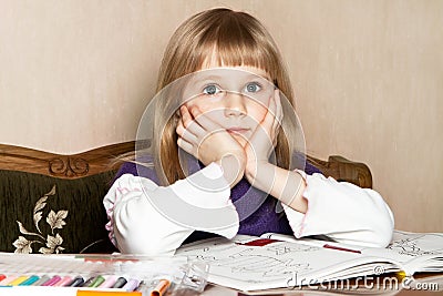 A broody blond child Stock Photo