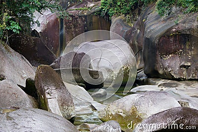 Brook with mossy rocks Stock Photo