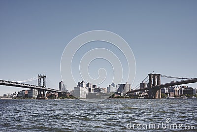 Brooklyn Borough between two famous New York bridges Stock Photo