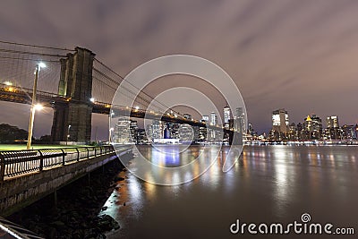 Brooklyn bridge from Empire Fulton Ferry Editorial Stock Photo
