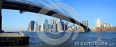 Brooklyn bridge and lower Manhattan panoramic view, New York Stock Photo