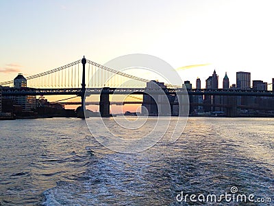 The Brooklyn bridge and manhattan Bridge Editorial Stock Photo