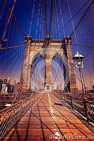 Brooklyn Bridge and Manhattan New York City US Stock Photo