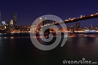 Brooklyn Bridge Newyork skyline Twilight Editorial Stock Photo