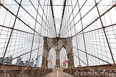 Brooklyn Bridge, nobody, New York City USA Stock Photo