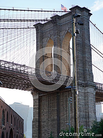 Brooklyn Bridge with sunset light Stock Photo