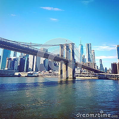Brooklyn Bridge in Winter Stock Photo