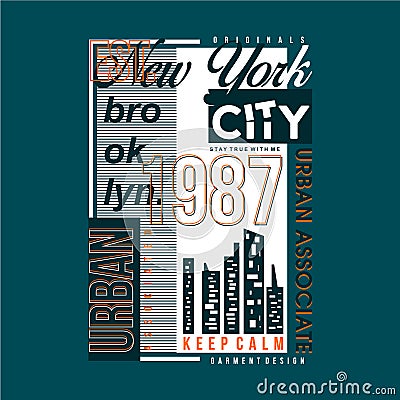 Brooklyn new york graphic typography design t shirt vector art Vector Illustration