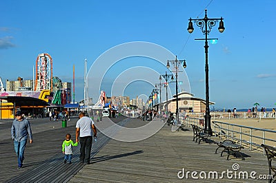 BROOKLYN, NEW YORK - MAY 31: Coney Island Boardwalk restored after damage by Hurricane Sandy Editorial Stock Photo