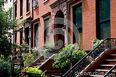 Brooklyn, NY: Cobble Hill Brownstones Editorial Stock Photo