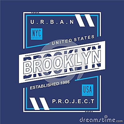Brooklyn, nyc usa urban graphic vector illustration denim vintage Vector Illustration