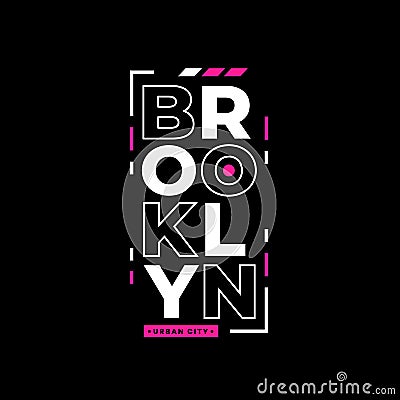 Brooklyn urban city typography on black Vector Illustration