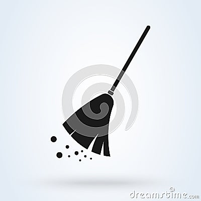 Broom cleaning Simple vector modern icon design illustration Vector Illustration