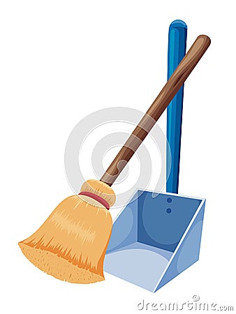 Broom and dustpan Vector Illustration