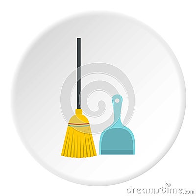 Broom and dustpan icon circle Vector Illustration