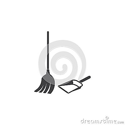 Broom and dustpan icon Stock Photo