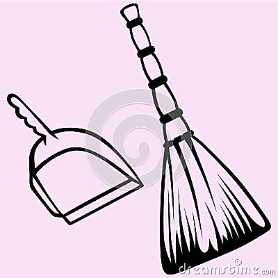 Broom and dustpan vector Vector Illustration