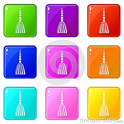 Broom floor set 9 Vector Illustration