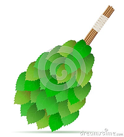 Broom made of birch branches for a bath or sauna vector illustration Vector Illustration