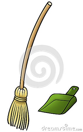 Broom and Scoop Vector Illustration