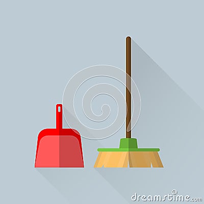 Broom and a scoop Vector Illustration