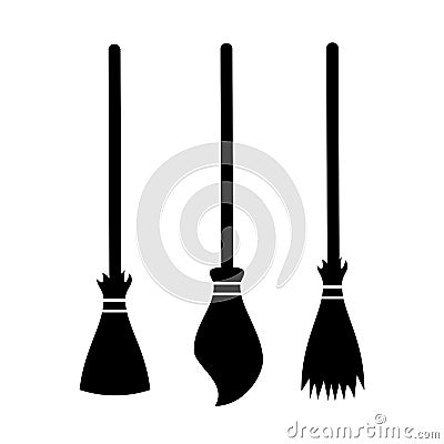 Broom silhouette vector icon Vector Illustration