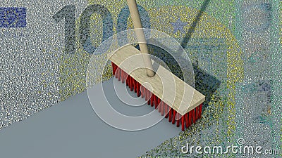 Broom sweeps Euro snippets Stock Photo