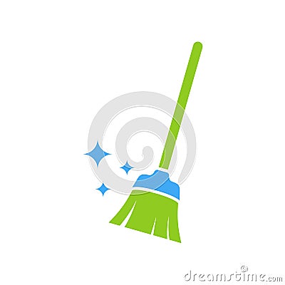 Broom vector icon illustration. Broom cleaning logo Vector Illustration
