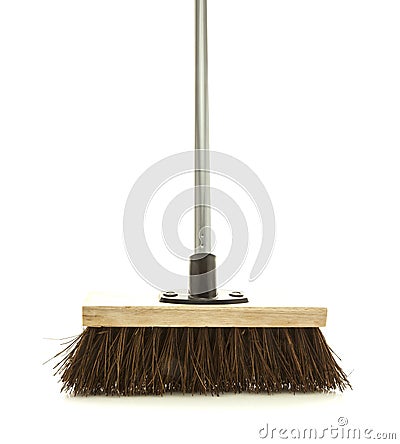 Broom on white Stock Photo