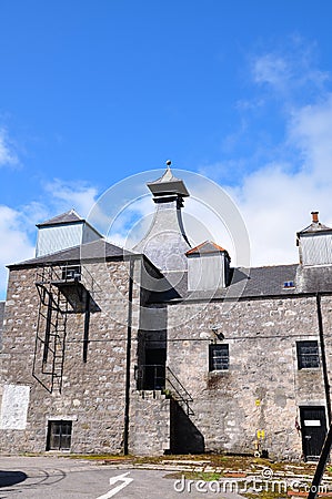 Brora distillery buildings with kiln Stock Photo