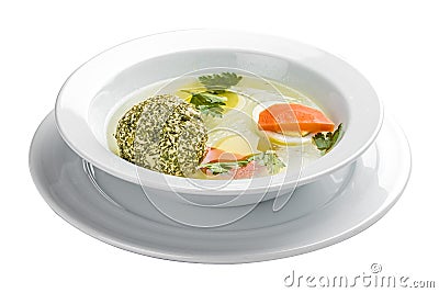 Broth with turkey with a meatball Stock Photo