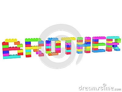 Brother concept from colorful toy bricks to white Stock Photo