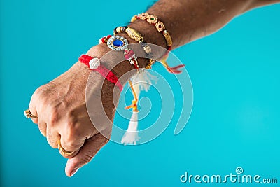 A Brother Hand Full Of Rakhi Stock Photo