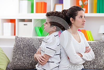 Brother and sister arguing Stock Photo